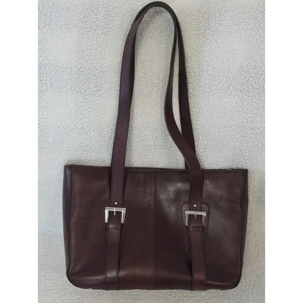 Etienne Aigner Burgundy Leather Tote Shoulder Bag Double Handle Retro Y2K Style